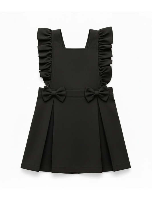 Love & Learn Girls Black School Ruffle Pinafore