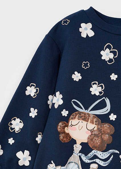 Mayoral Girls Navy Printed Sweater Dress 4937 image 2