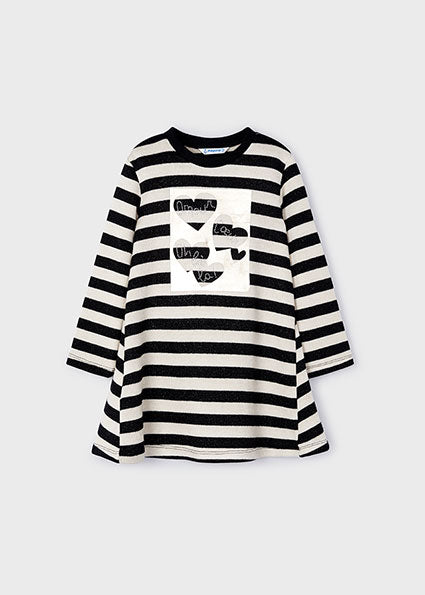 Mayoral Girls Black & White Stripe Dress 4929 image 0