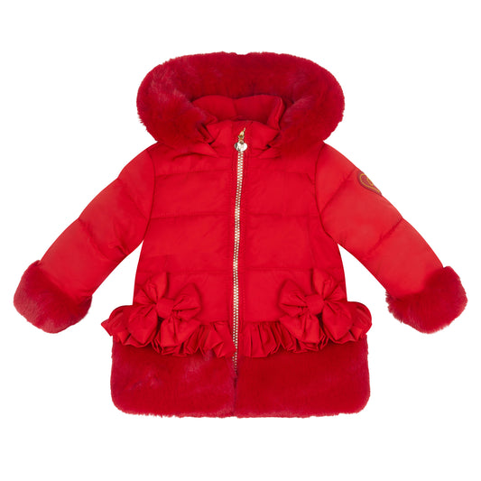 Little A Red Fur Padded Jacket Honey image 0