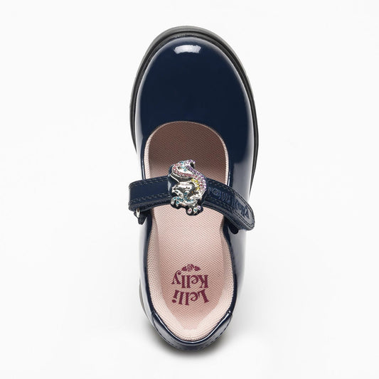 Lelli Kelly Navy Patent Unicorn School Shoes Bianca image 0