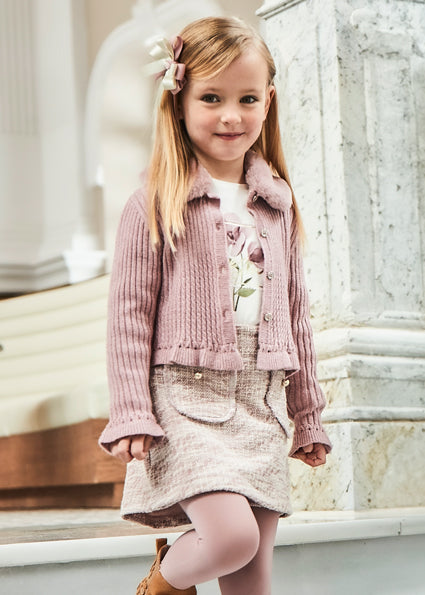 Mayoral Girls Pink Tweed Skirt Set 4066/4908 image 1