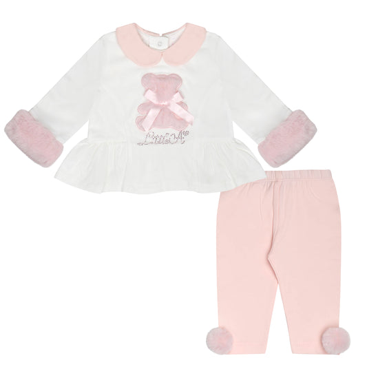 Little A Baby Girls White Fur Bear Printed Legging Set Gracie image 0