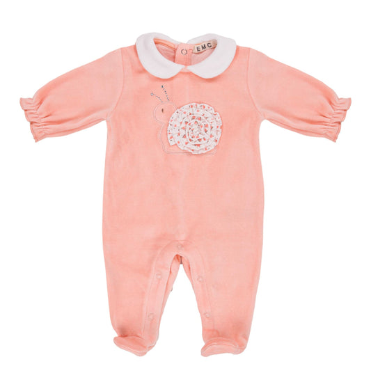 EMC Baby Girls Peach Pink Velour Babygrow 6505 image 0