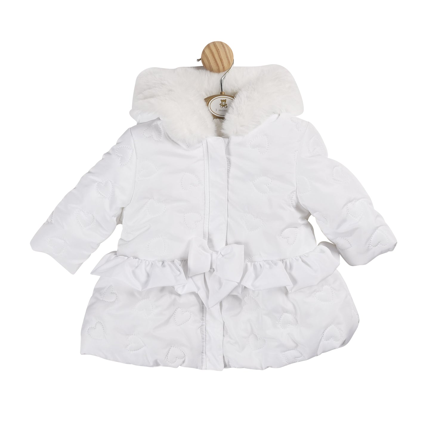 Mintini Baby Girls White Loveheart Padded Jacket 5924 image 0