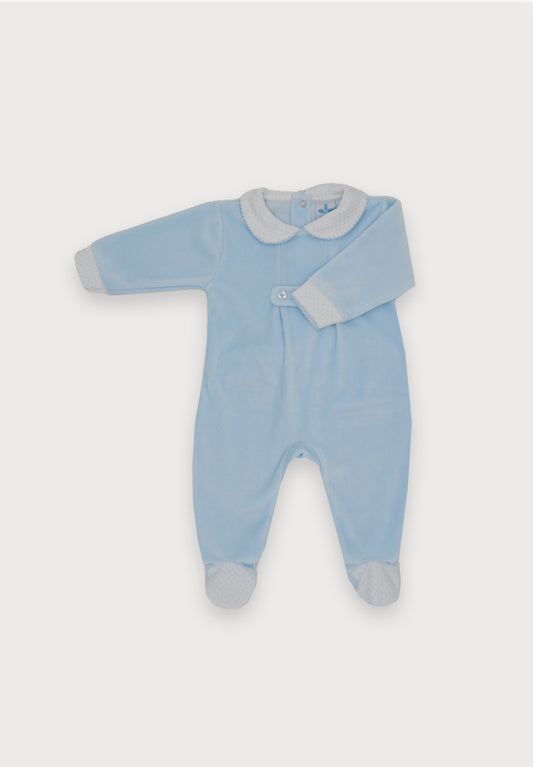 Sardon Baby Boy Blue Velour Babygrow 721 image 0