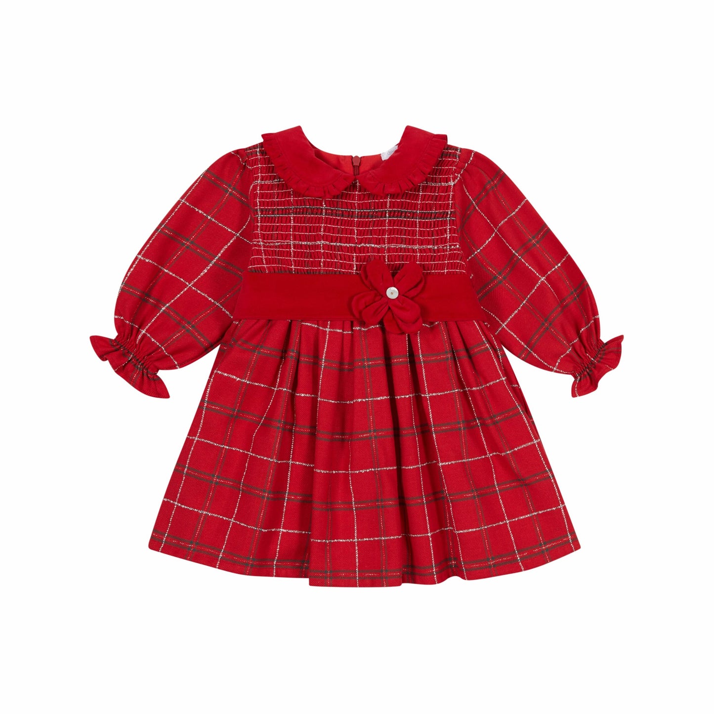 Deolinda Baby Girls Red Tartan Flower Dress 4408 image 0