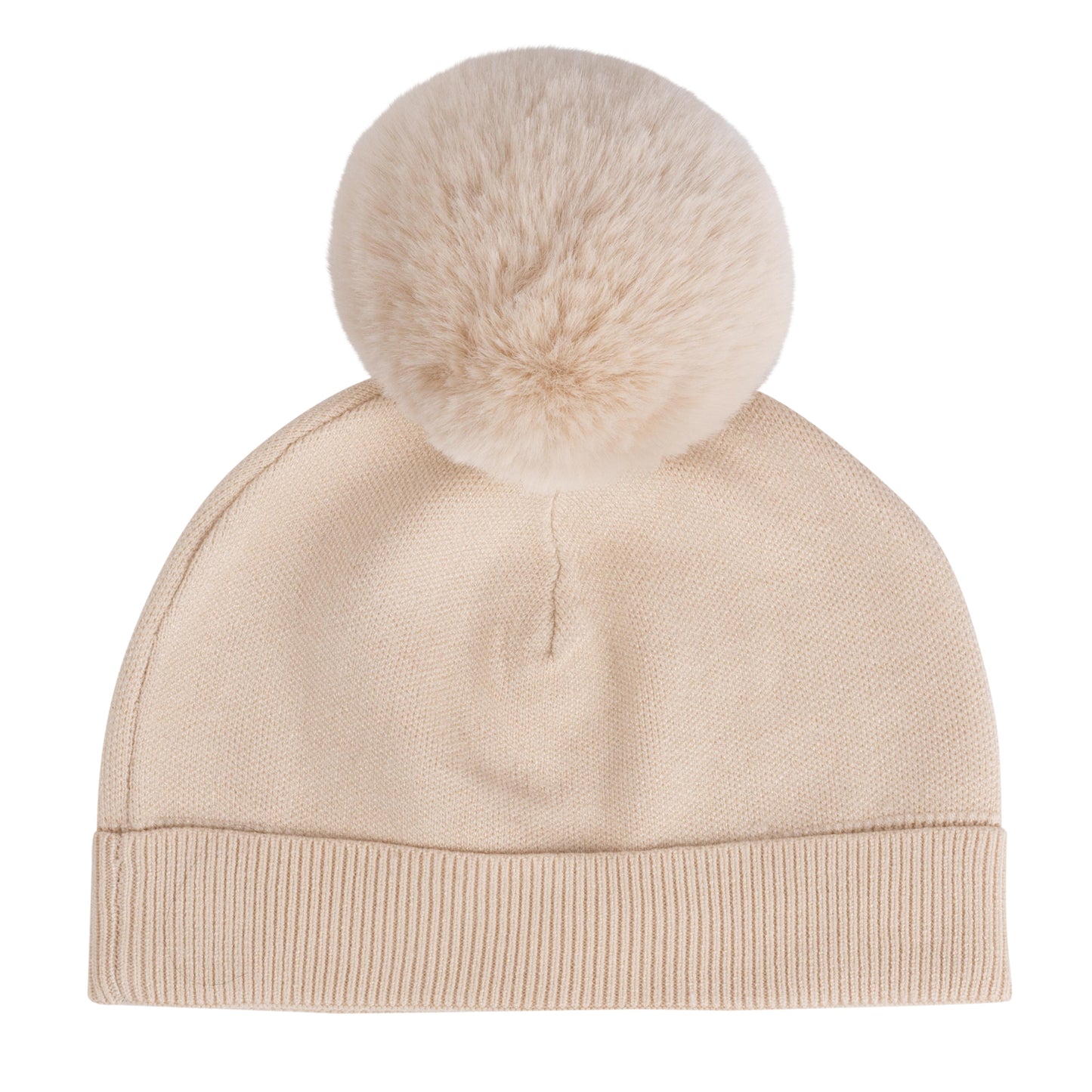 ADee Girls Beige Knitted Pom Pom Teddy Hat Sabrina image 1