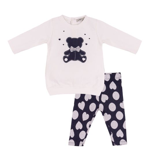 EMC Girls Navy Teddy Bear Sweater Legging Set 3544 image 0