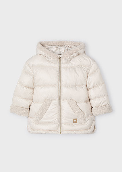 Mayoral Girls Light Beige Padded Jacket with Boucle 4491 image 0