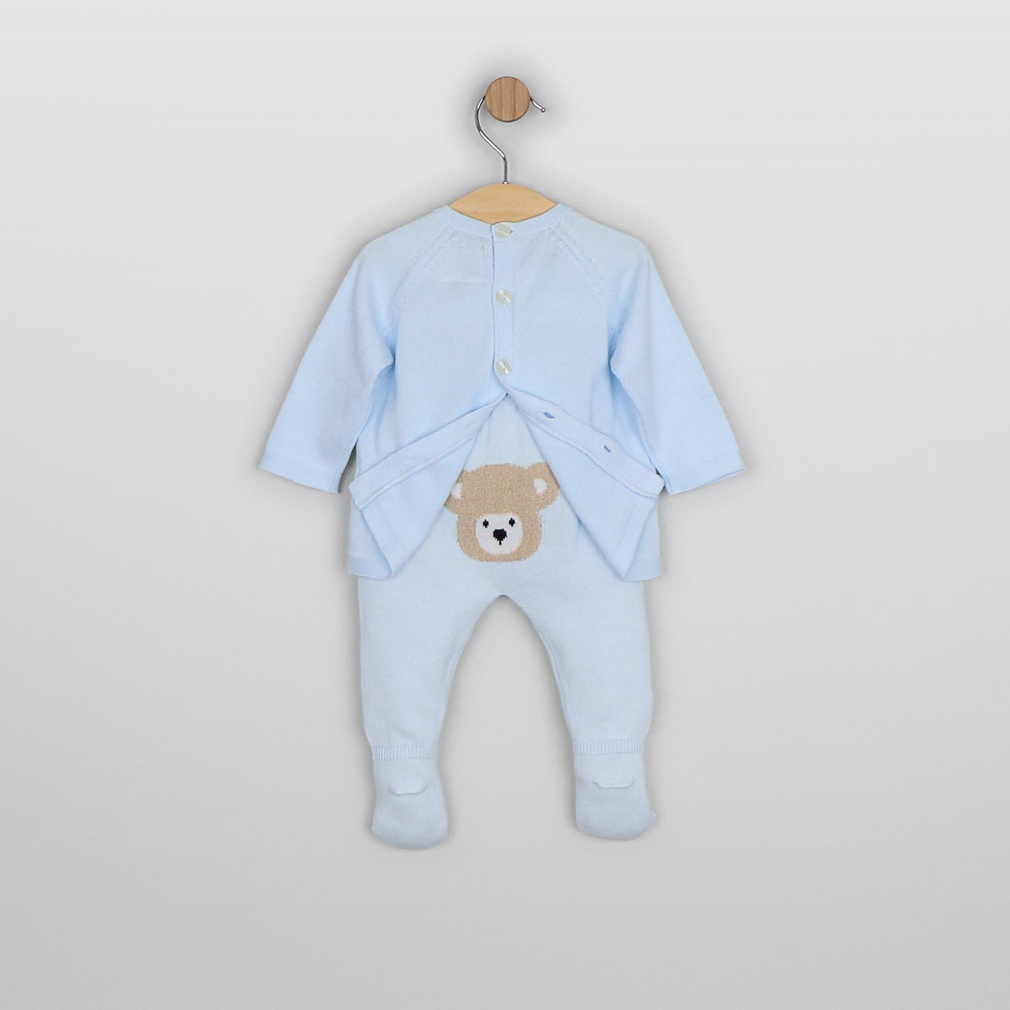Emile Et Rose Boys Blue Teddy Knitted Two Piece Set & Hat Marco