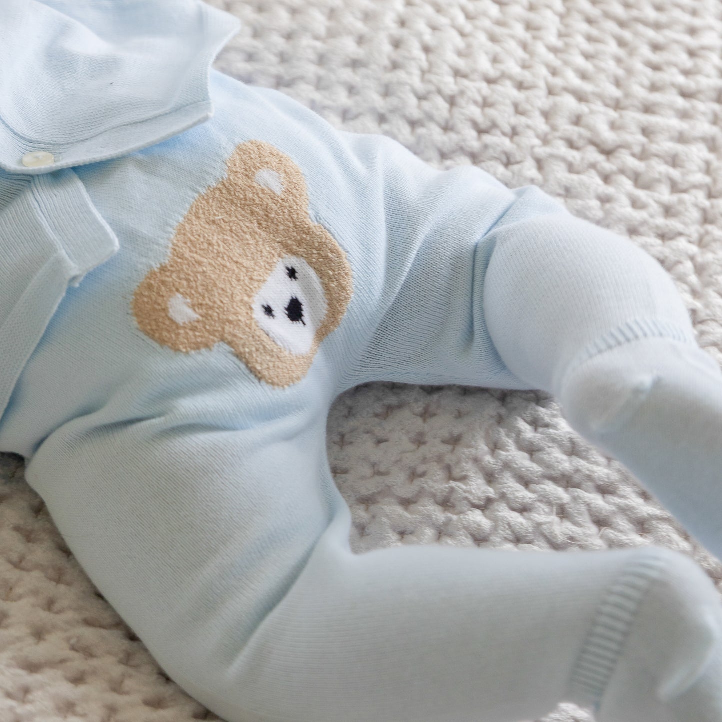 Emile Et Rose Boys Blue Teddy Knitted Two Piece Set & Hat Marco