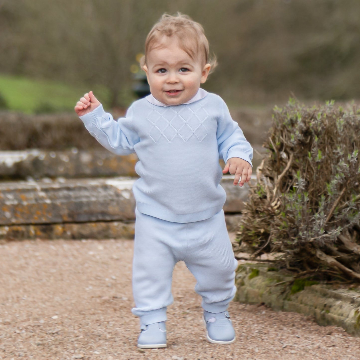 Emile Et Rose Boys Blue Diamond Knitted Two Piece Set Malachi