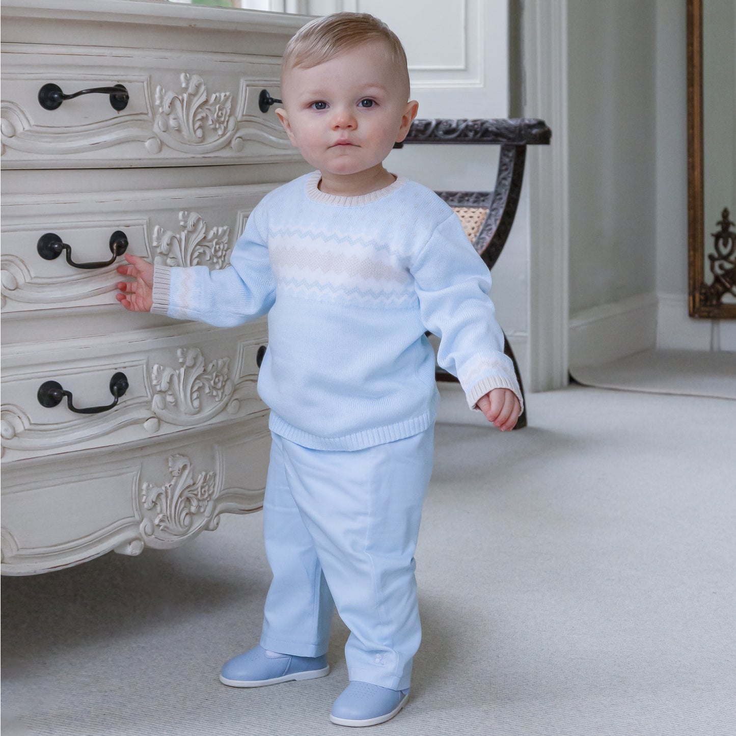 Emile Et Rose Boys Blue Knitted Trouser Piece Set Martin