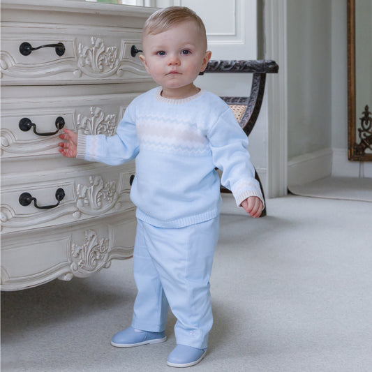 Emile Et Rose Boys Blue Knitted Trouser Piece Set Martin