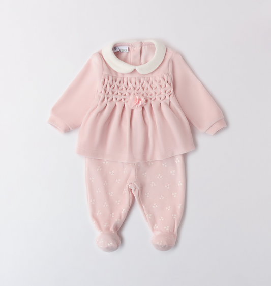 iDo Baby Girls Pink Velour Printed Two Piece Set A230 image 0