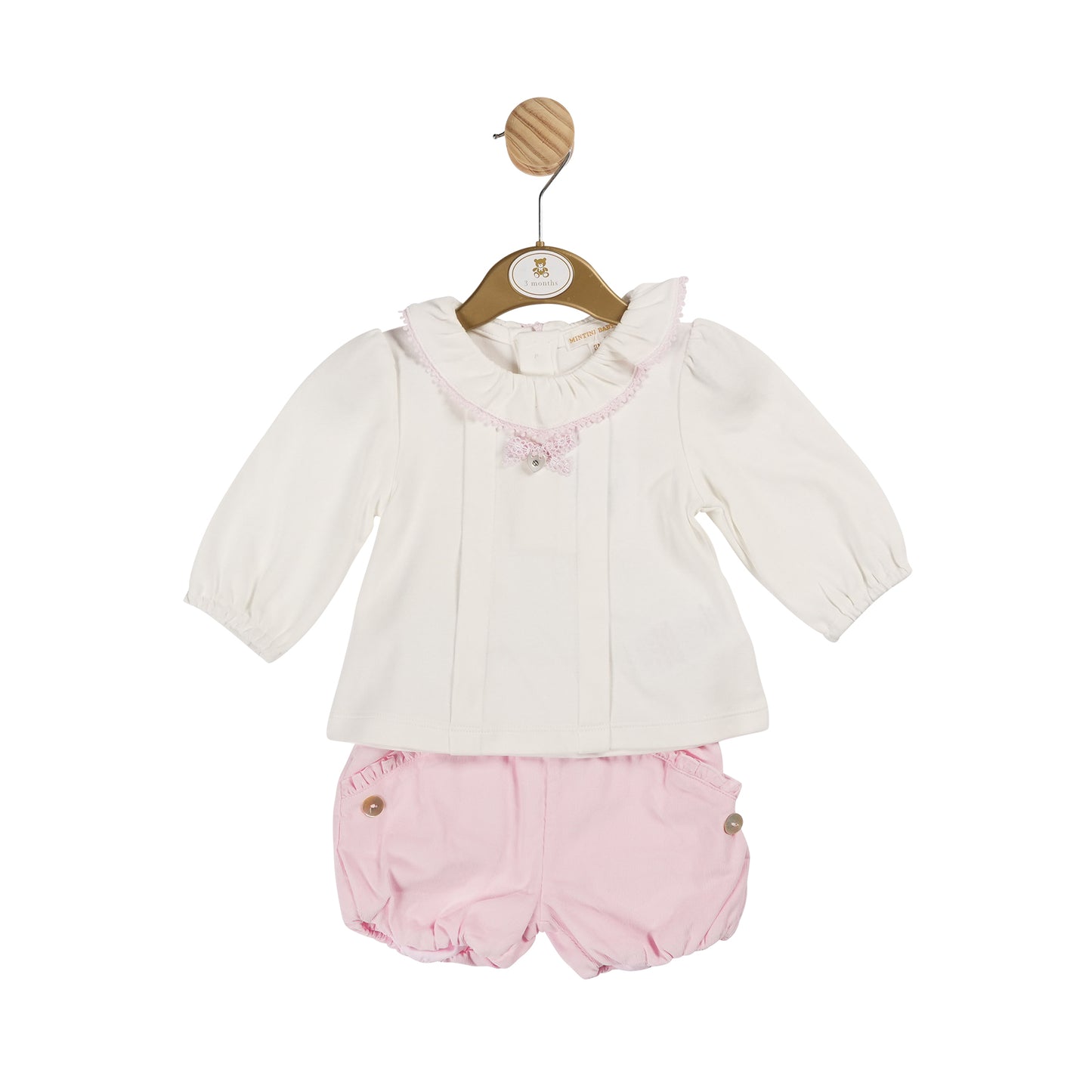 Mintini Baby Girls Pink Shirt and Bloomer Short Set 6109 image 0