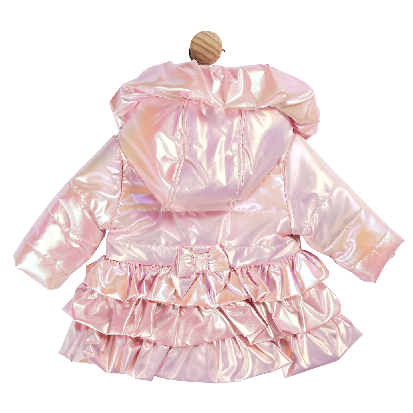 Mintini Baby Girls Pink Metallic Ruffle Bow Jacket 5931 image 1