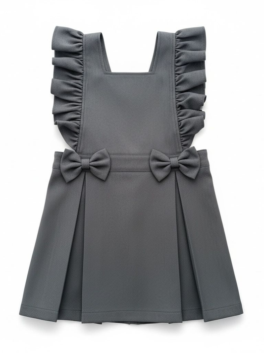 Love & Learn Girls Grey School Ruffle Pinafore