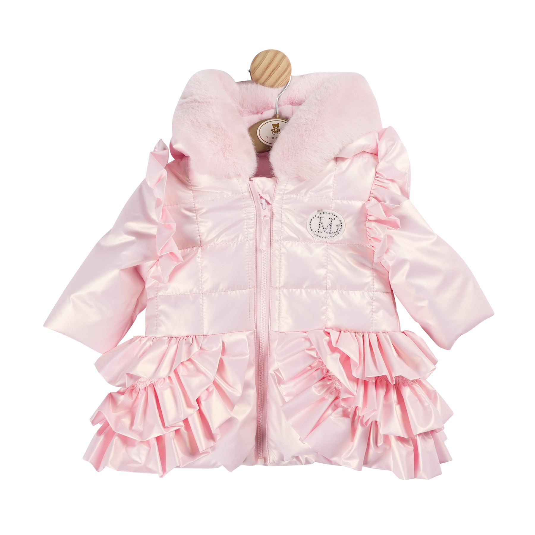 Mintini Baby Girls Pink Ruffle Padded Jacket 5933 image 0