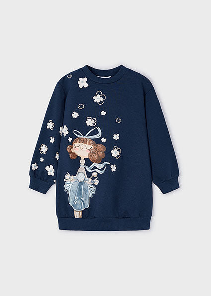 Mayoral Girls Navy Printed Sweater Dress 4937 image 0