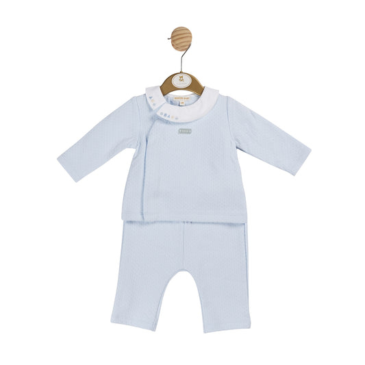 Mintini Baby Boys Blue Wrap Over Trouser Set 5976 image 0