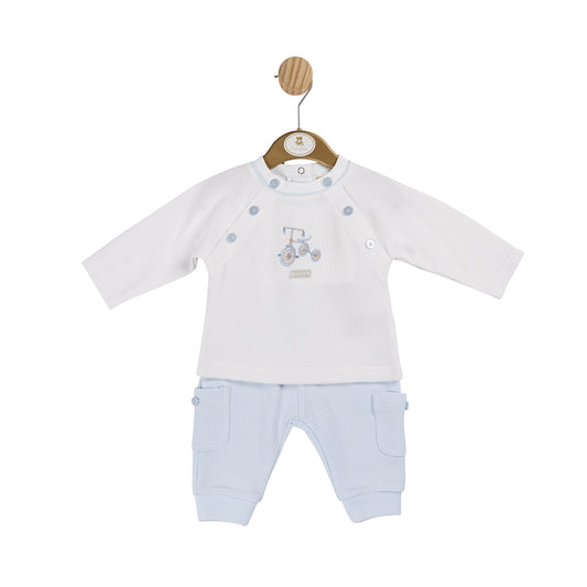 Mintini Baby Boys Blue Ribbed Trouser Set 6012 image 0