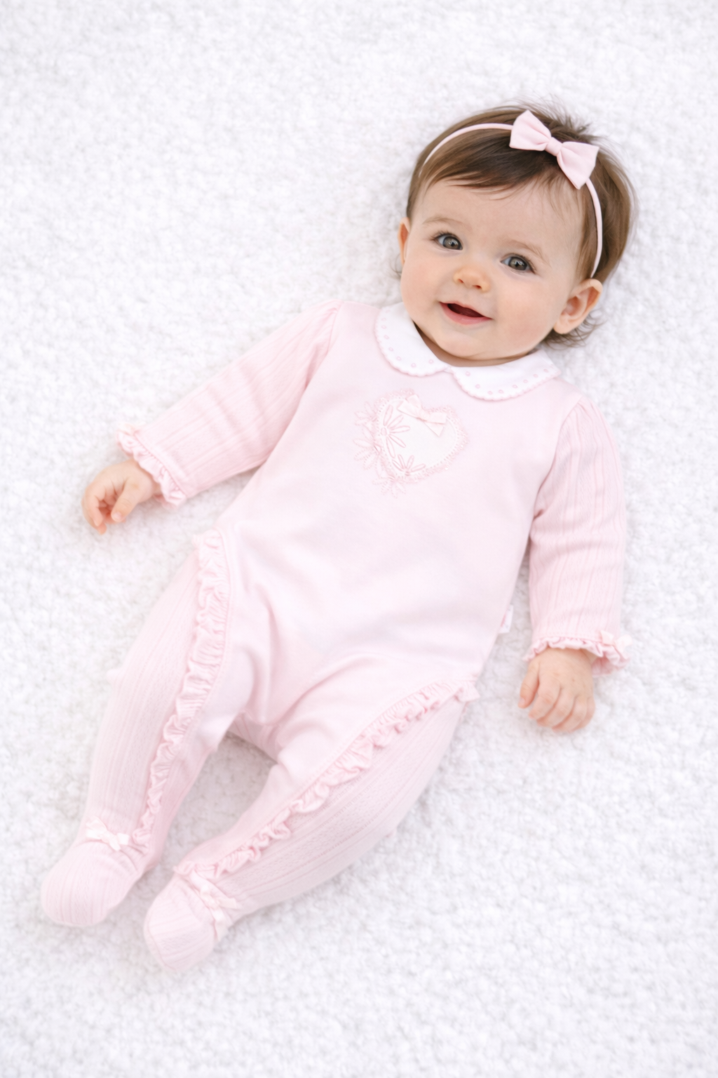 Pastels & Co Pink Ribbed Babygrow Hazel