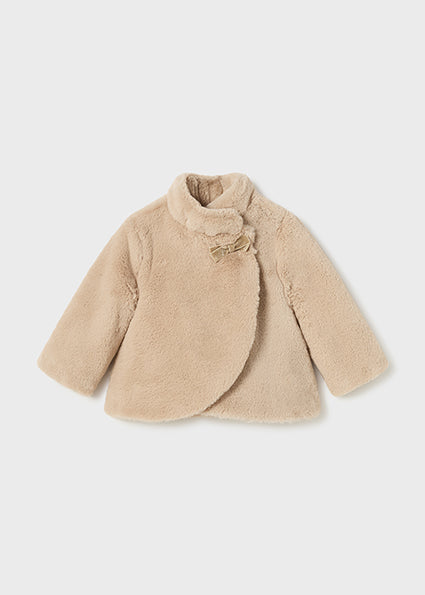 Mayoral Baby Girls Beige Pink Fur Coat 2477 image 0