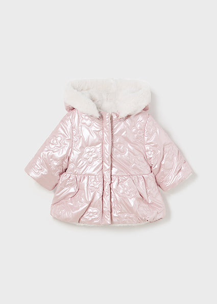 Mayoral Baby Girl Pink Metallic Reversible Fur Coat 2454 image 0