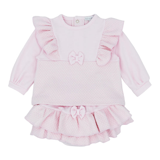 Blues Baby Pink Girls Ruffle Bow Jam Pant Short Set BB1711 image 0