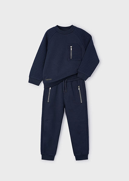 Mayoral Boys Navy Waffle Zip Tracksuit 4605 image 0