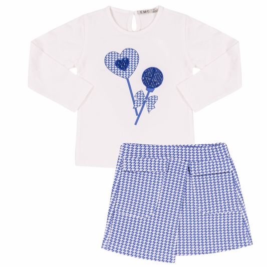 EMC Girls Blue Checked Asymmetric Skirt Set 2295 / 4171 image 0