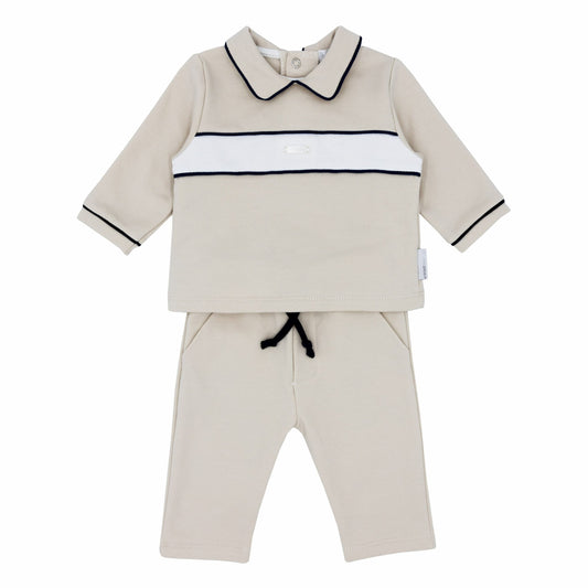 Blues Baby Boys Beige Contrast Polo Trouser Set BB1619 image 0