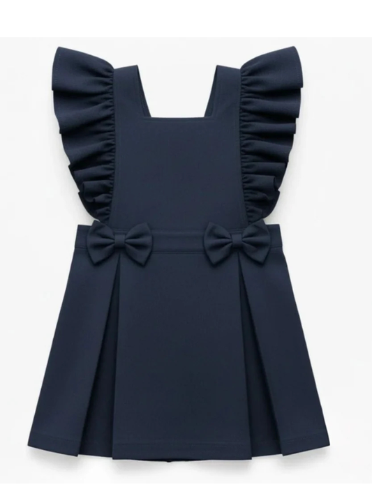 Love & Learn Girls Navy School Ruffle Pinafore