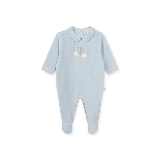 Baby Gi Blue Boys Air Balloon Velour Babygrow AB50