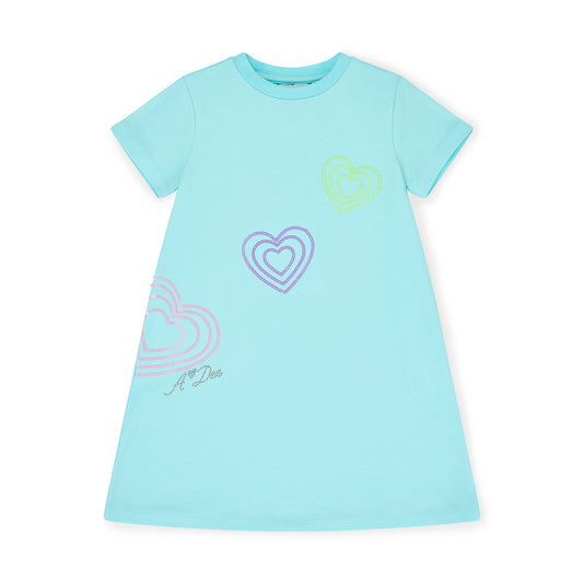 PRE ORDER ADee Turquoise Heart T-Shirt Dress Evangeline