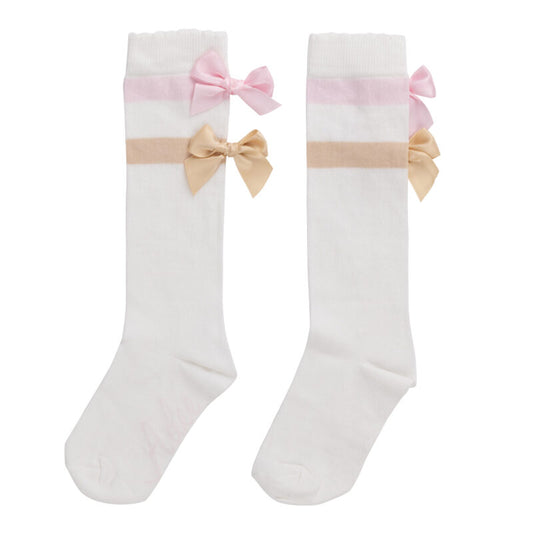 ADee Girls White Bow Knee High Sock Sissy