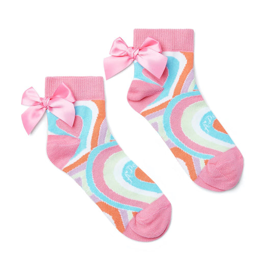 PRE ORDER ADeePink Heart Printed Bow Ankle Socks Evie