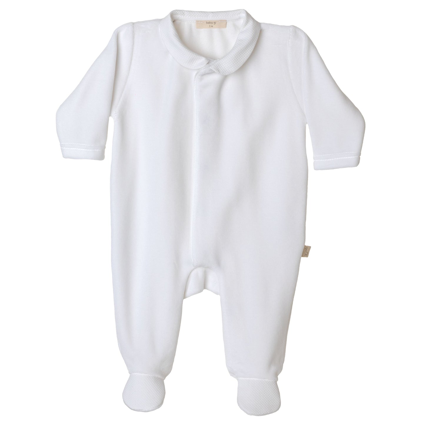 Baby Gi Unisex White Angel Wing Velour Babygrow AG530