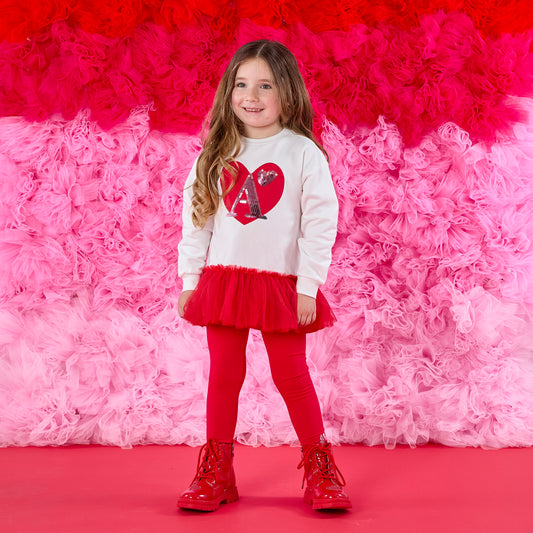 ADee White Heart Tulle Sweater Legging Set Lucia