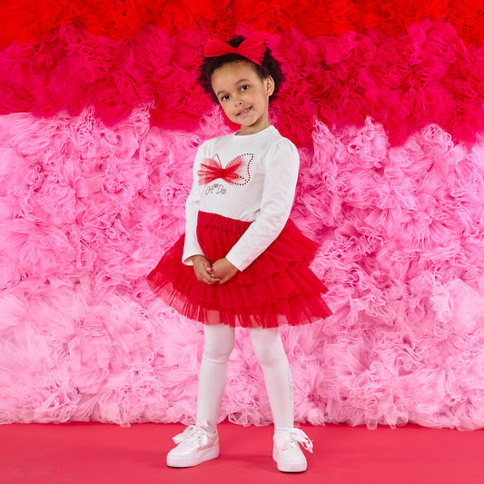 ADee Red Tulle Bow Skirt Set Layla