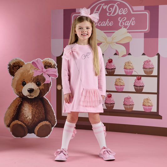 ADee Girls Pink Tulle Handbag Jersey Dress Miracle