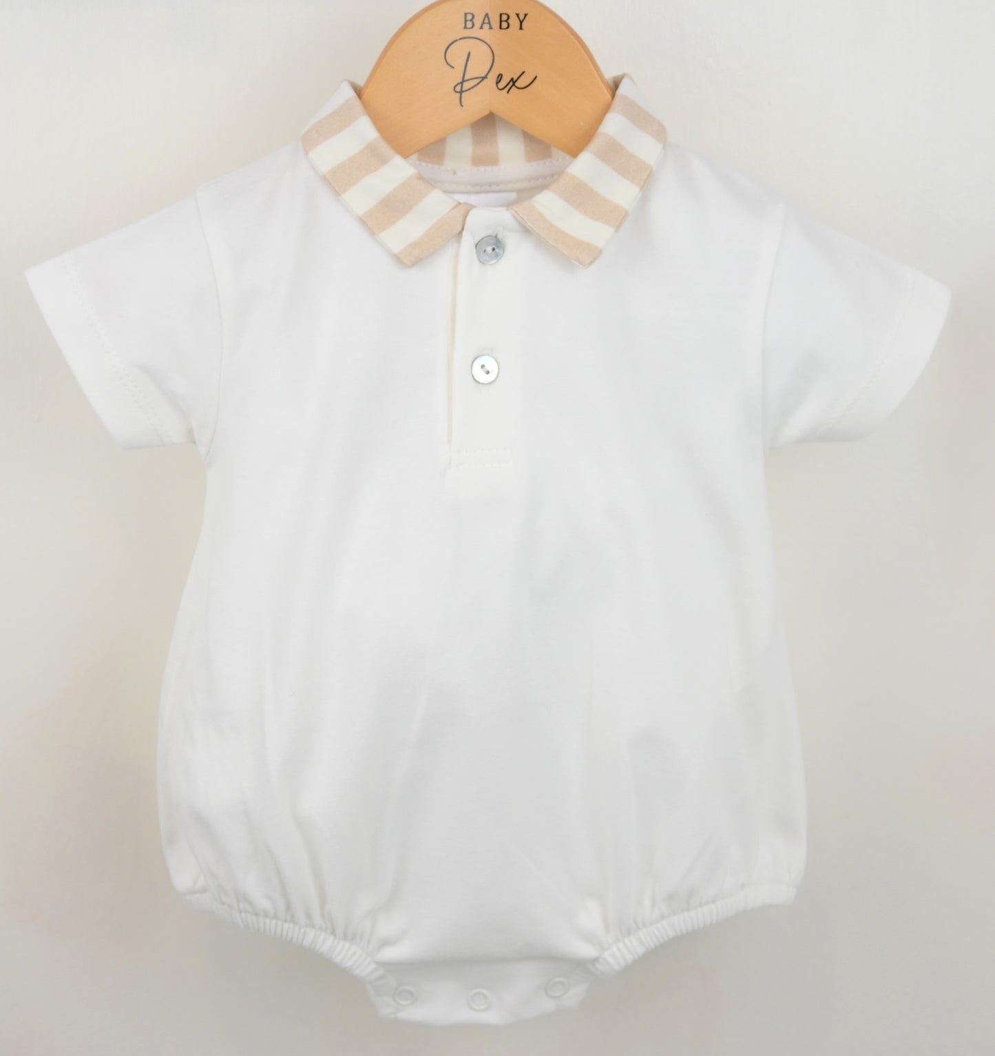 PEX Baby Boy Beige Stripe Romper Sergio