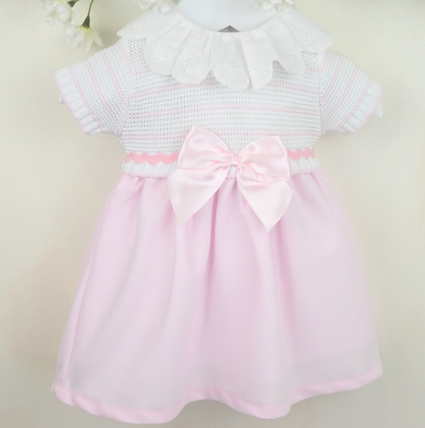 PEX Baby Girl Pink & White Dress Tabitha