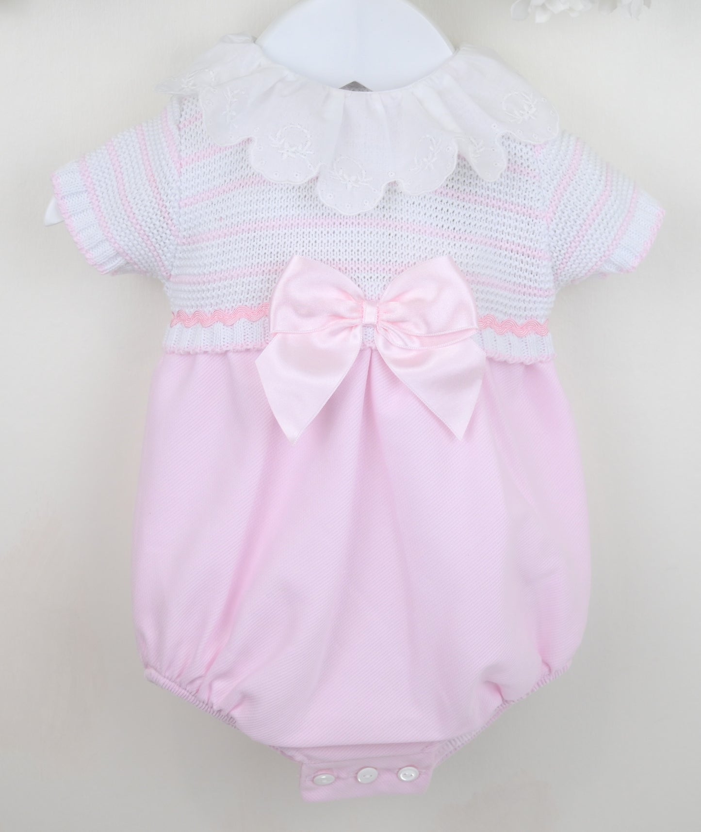 PEX Baby Girl Pink & White Romper Tabitha