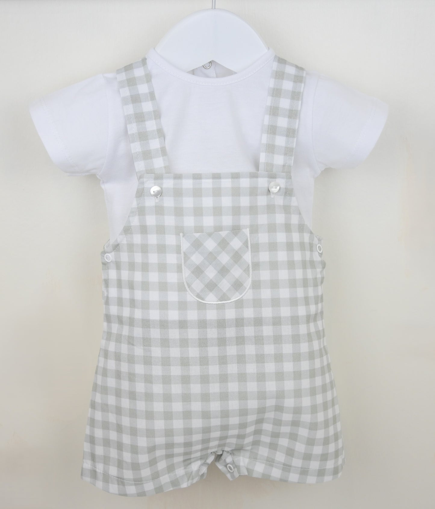 PEX Baby Boy Sage Checked Dungaree Set Flynn
