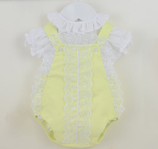 PEX Baby Girl Lemon Lace Romper Set Emily