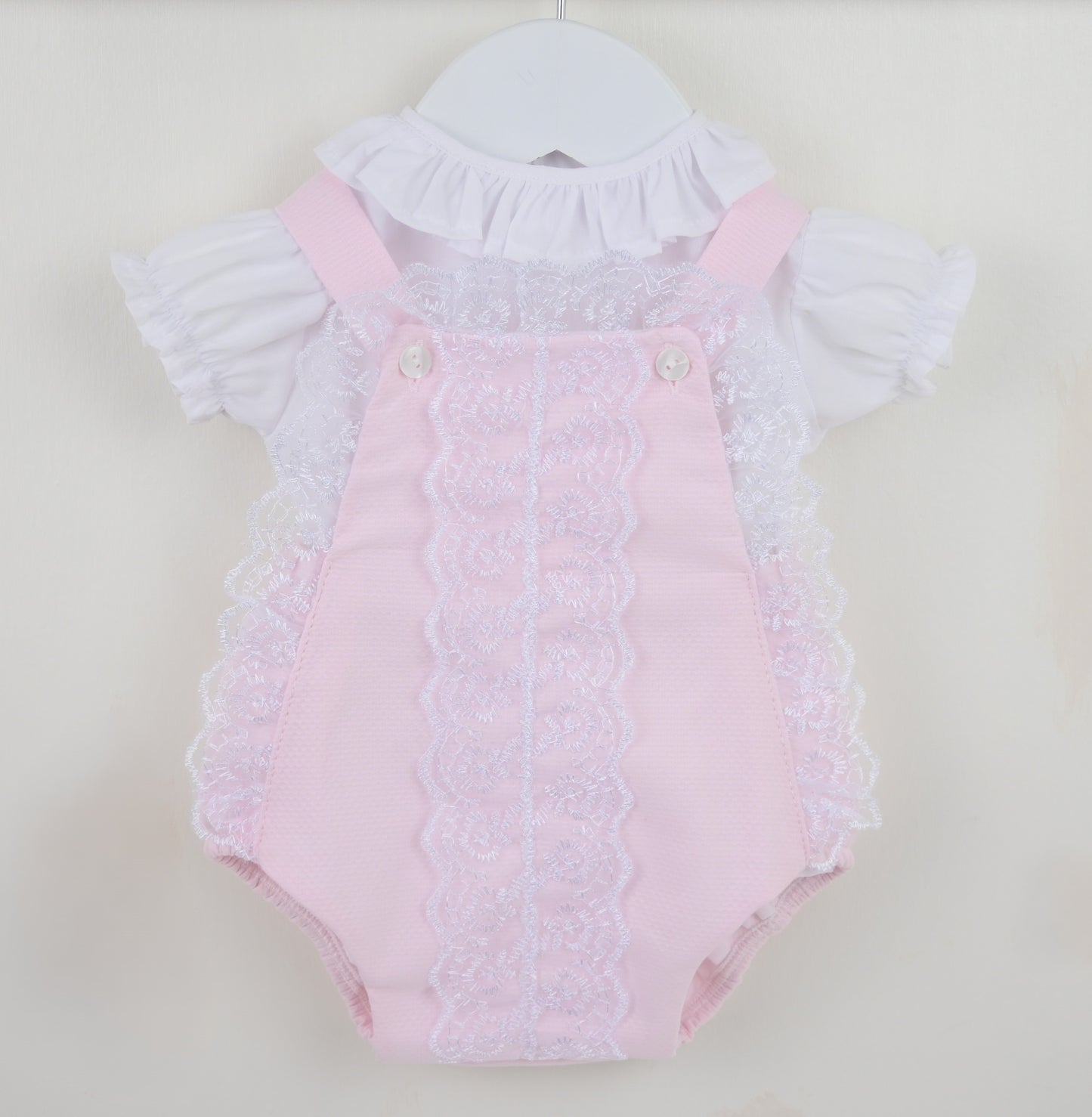 PEX Baby Girl Pink Lace Romper Set Emily