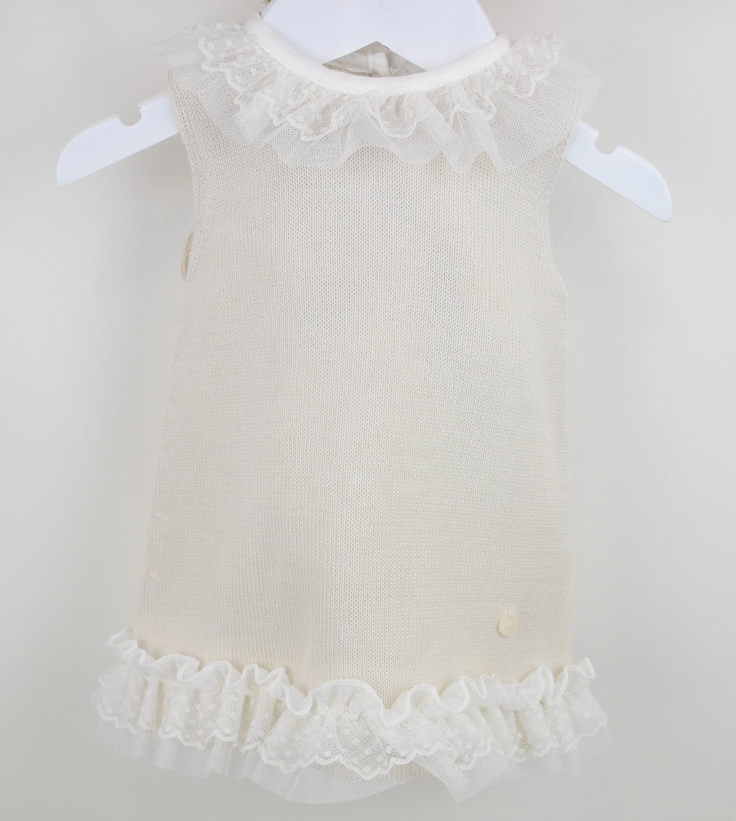 PEX Baby Girl Beige Knit Lace Dress Tammy